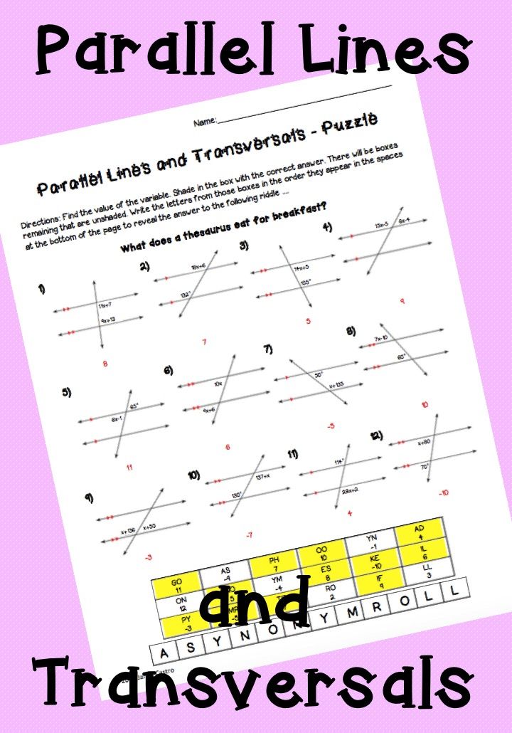 Angles in Parallel Lines Worksheet for Easy Learning