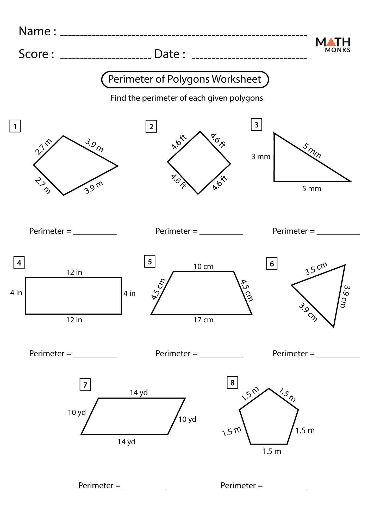 Angles in Polygons Worksheet for Math Mastery