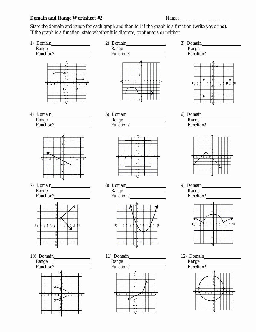 Domain and Range Graph Worksheet Answers