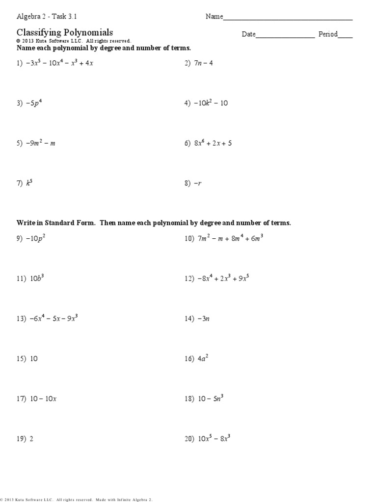 5 Ways to Master Polynomials Worksheet Answers