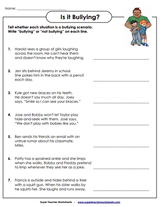 Anti Bullying Worksheets Activities