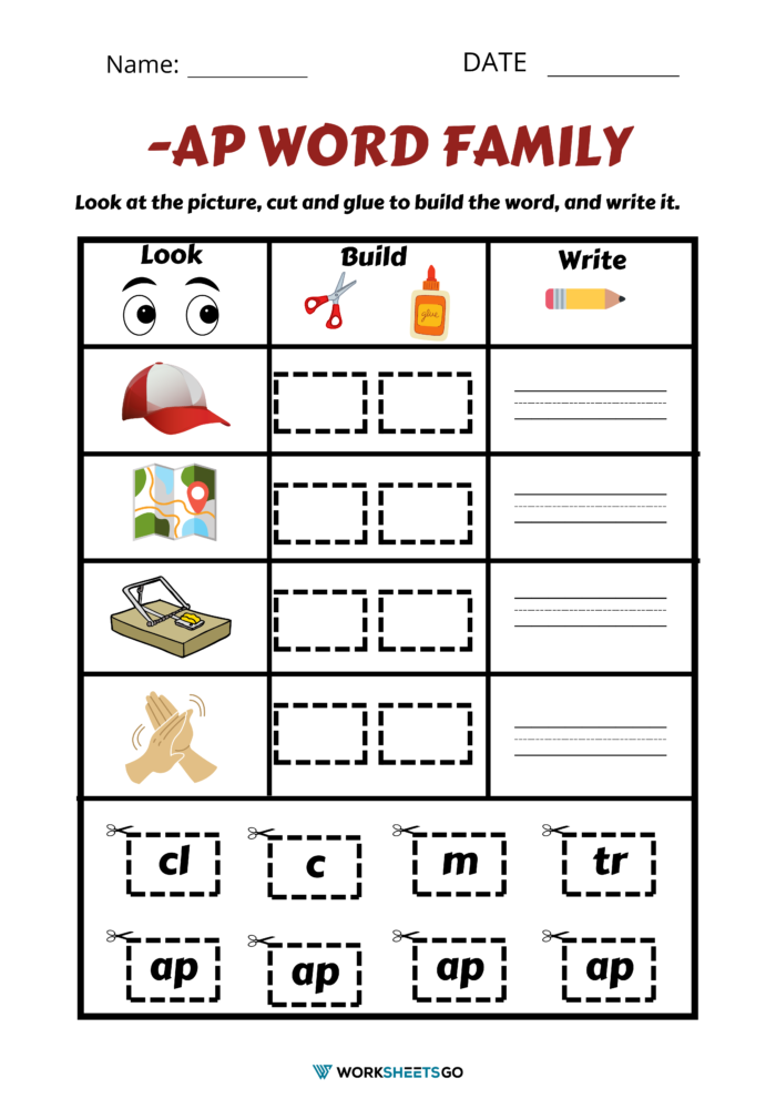 5 Fun Ap Word Family Worksheets