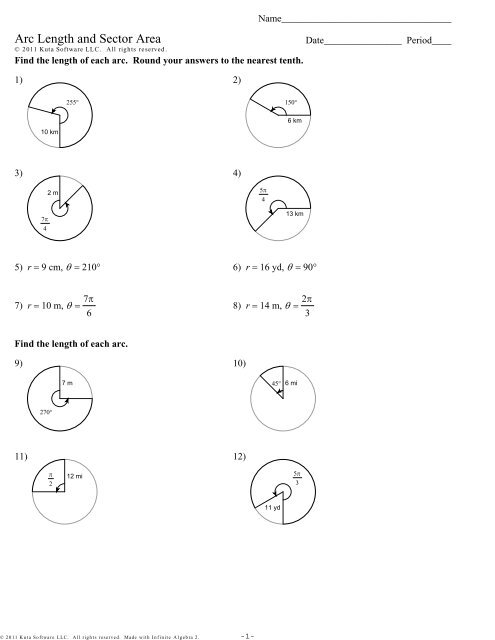 Arclength And Sector Area Worksheet Worksheets Library