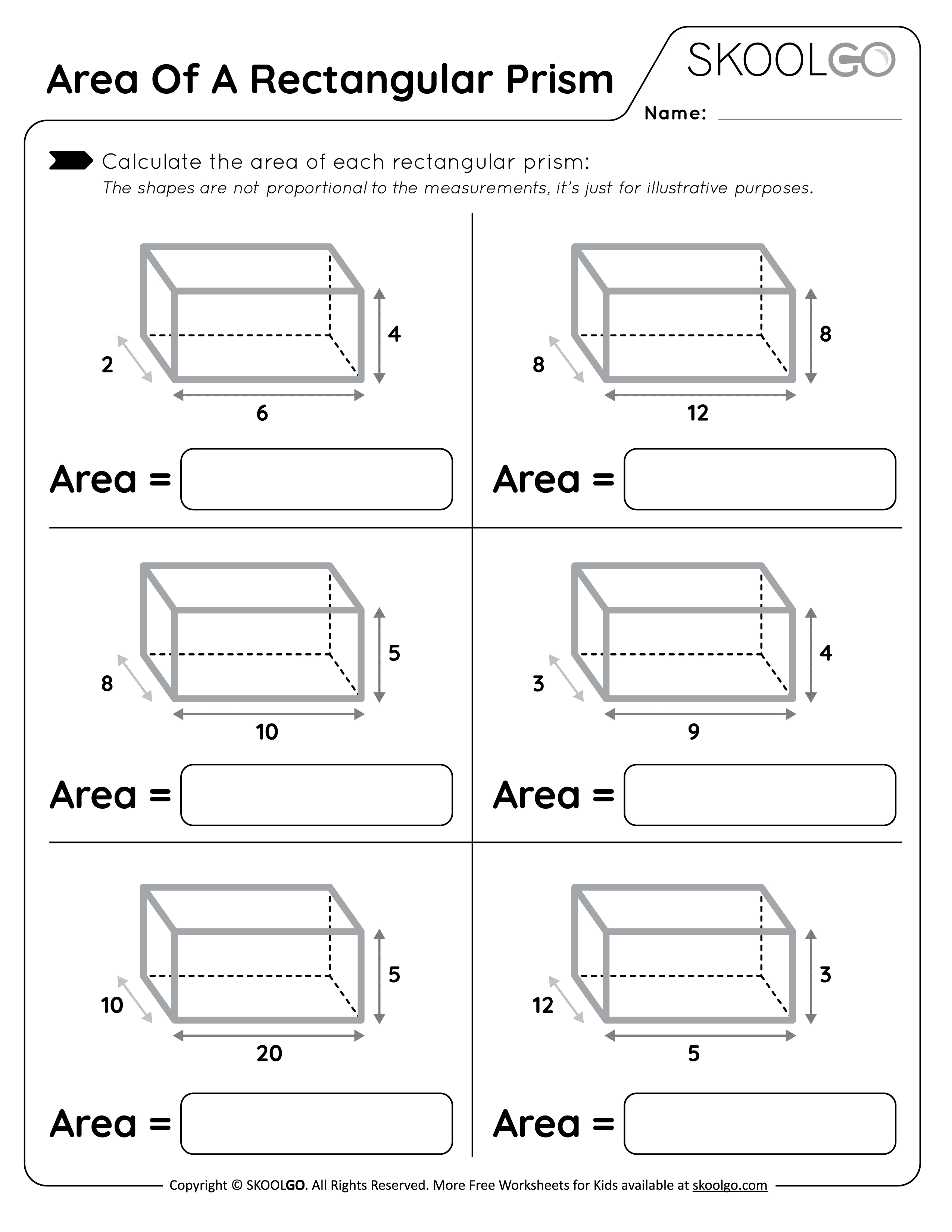 Area Of A Rectangular Prism Free Worksheet Skoolgo