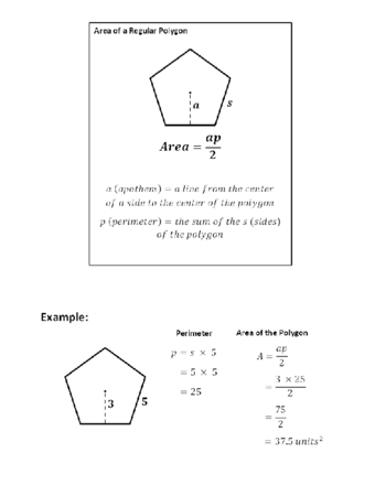 Regular Polygon Area Worksheet and Calculator