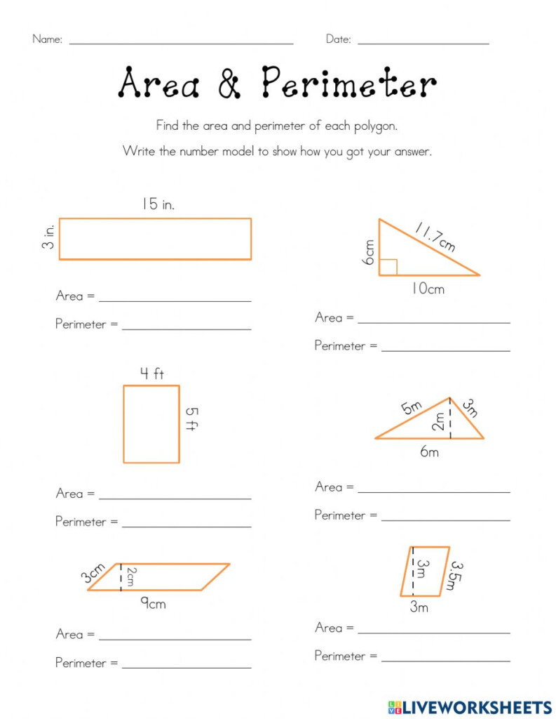 Area of Shapes Worksheet for Math Mastery