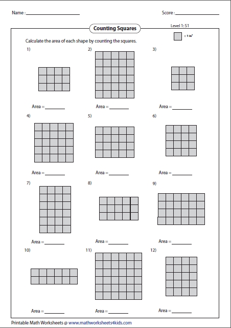 Area Worksheets 3Rd Grade Pdf