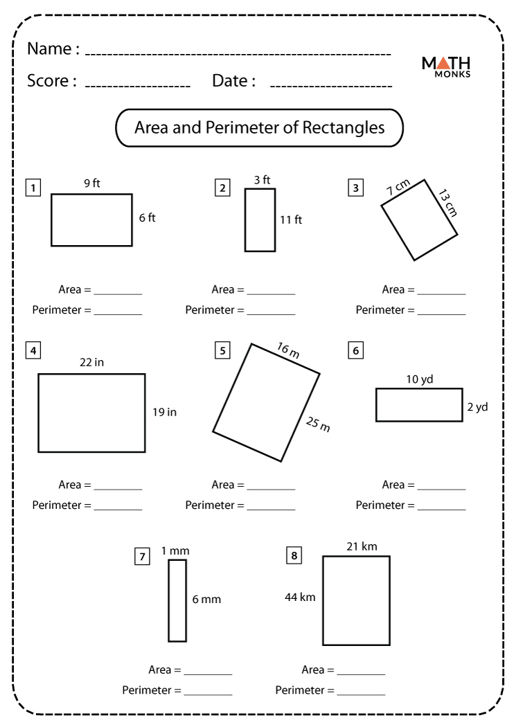 Free Area Worksheets for 3rd Grade Students