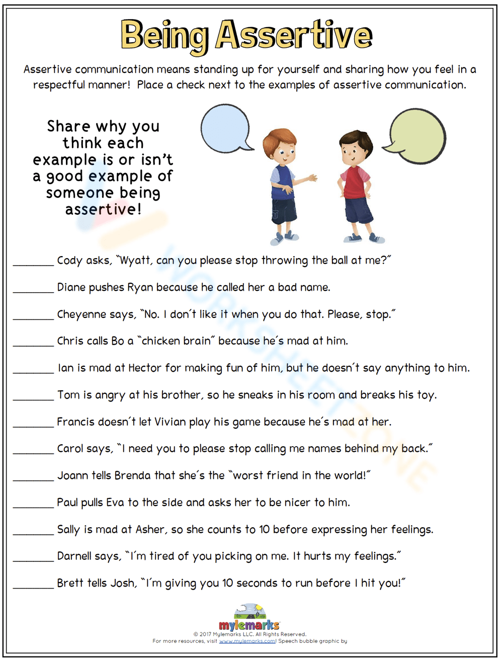 Assertive Communication Worksheet