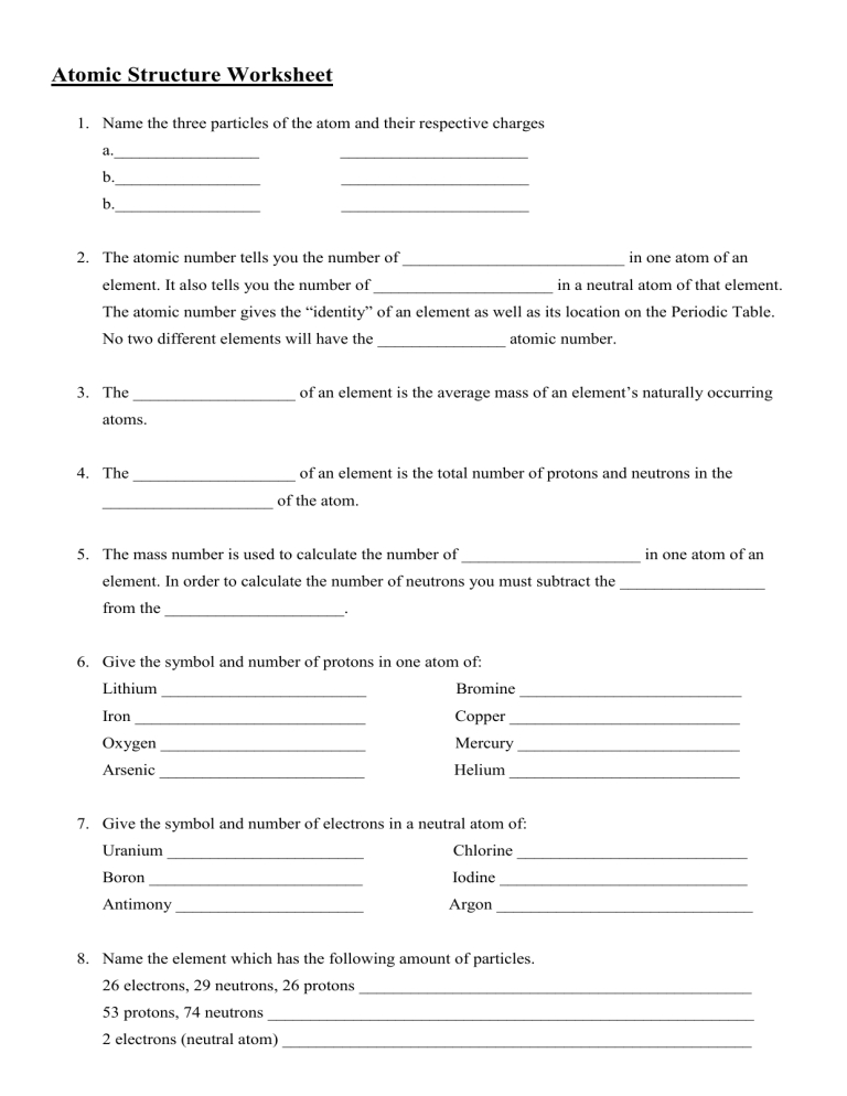 7 Essential Atomic Structure Worksheet Answers Revealed