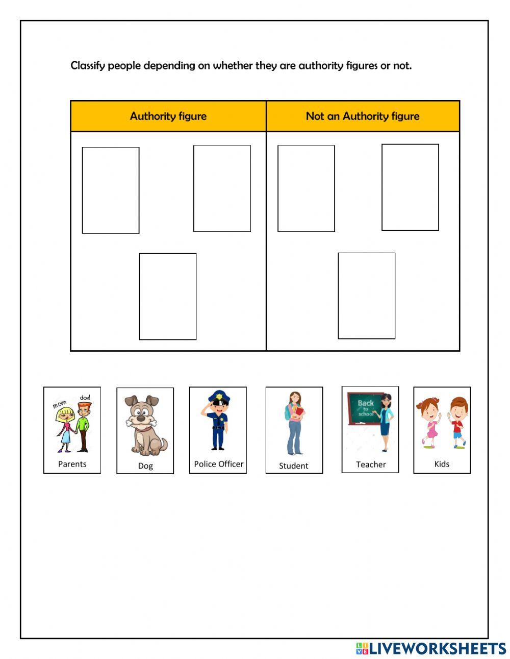 Authority Figures Worksheet