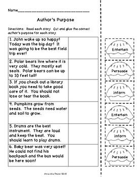 Uncovering Author's Purpose Worksheet for Deeper Understanding