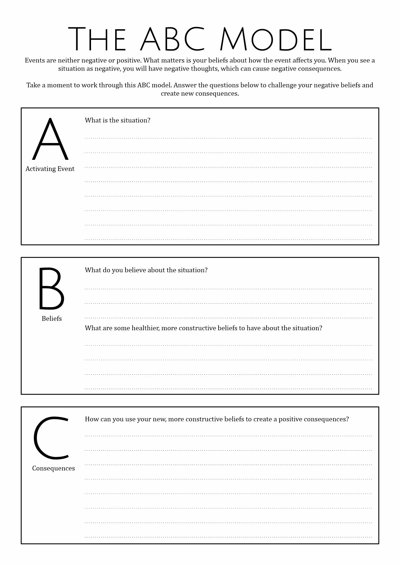 Automatic Negative Thoughts Worksheet