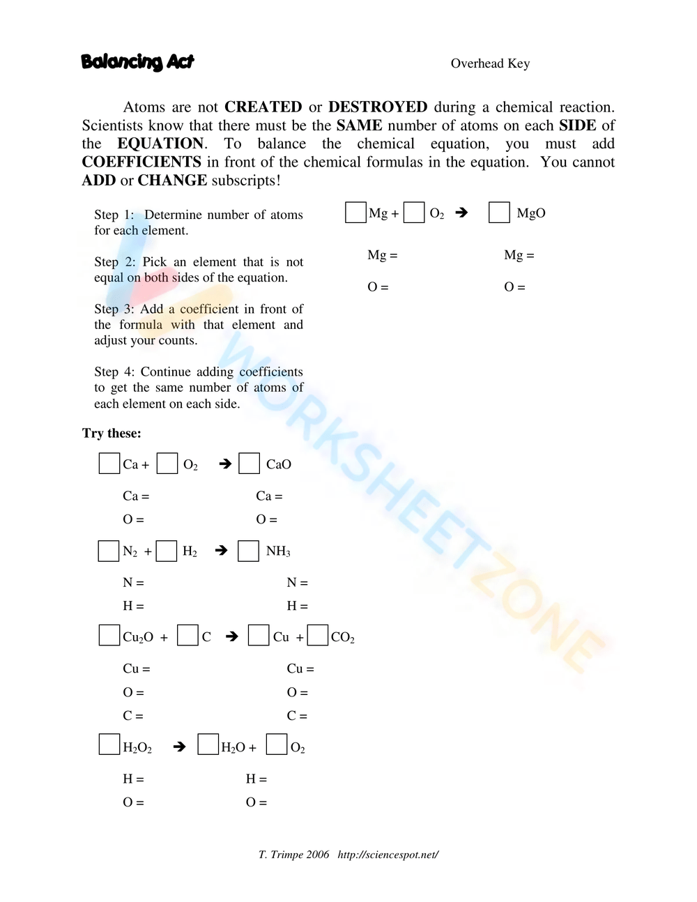 Balancing Act Practice Worksheet Answers