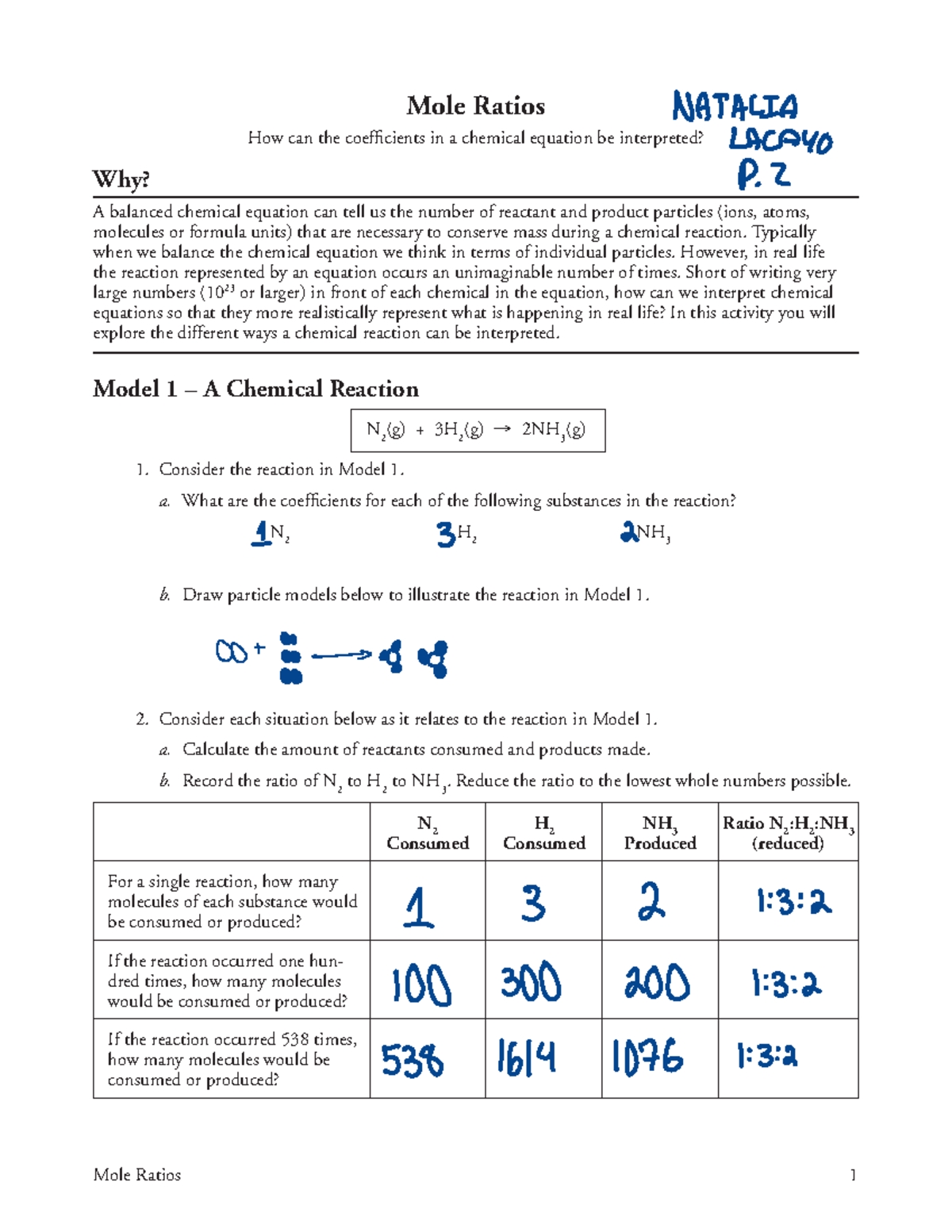 Balancing Chemical Equations Easy Worksheet