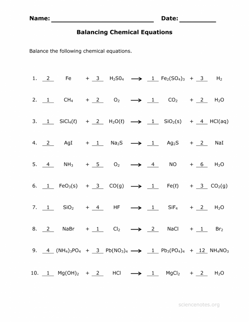 Balancing Chemical Equations With Polyatomic Ions Worksheet Answers