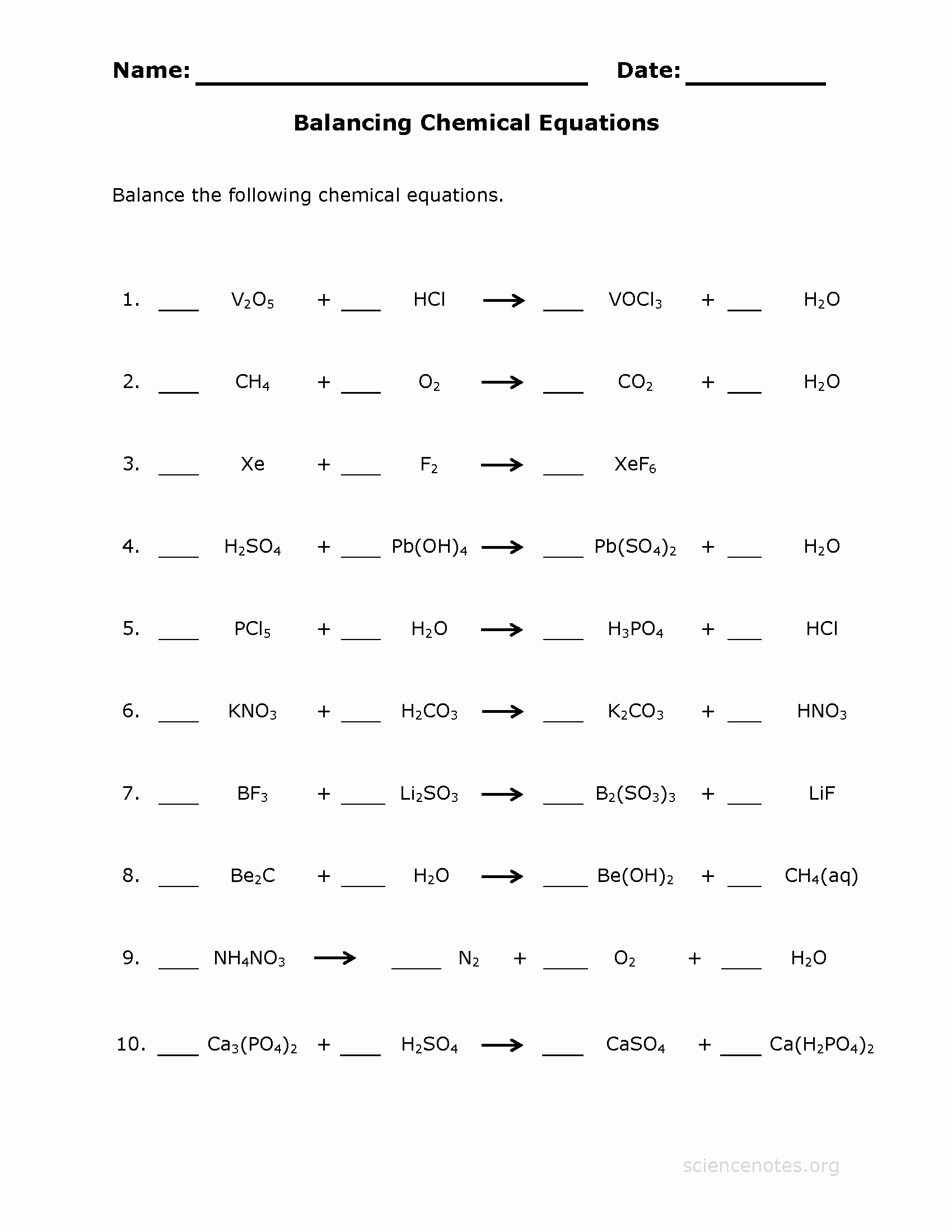 Balancing Equations Worksheet Answers Made Easy