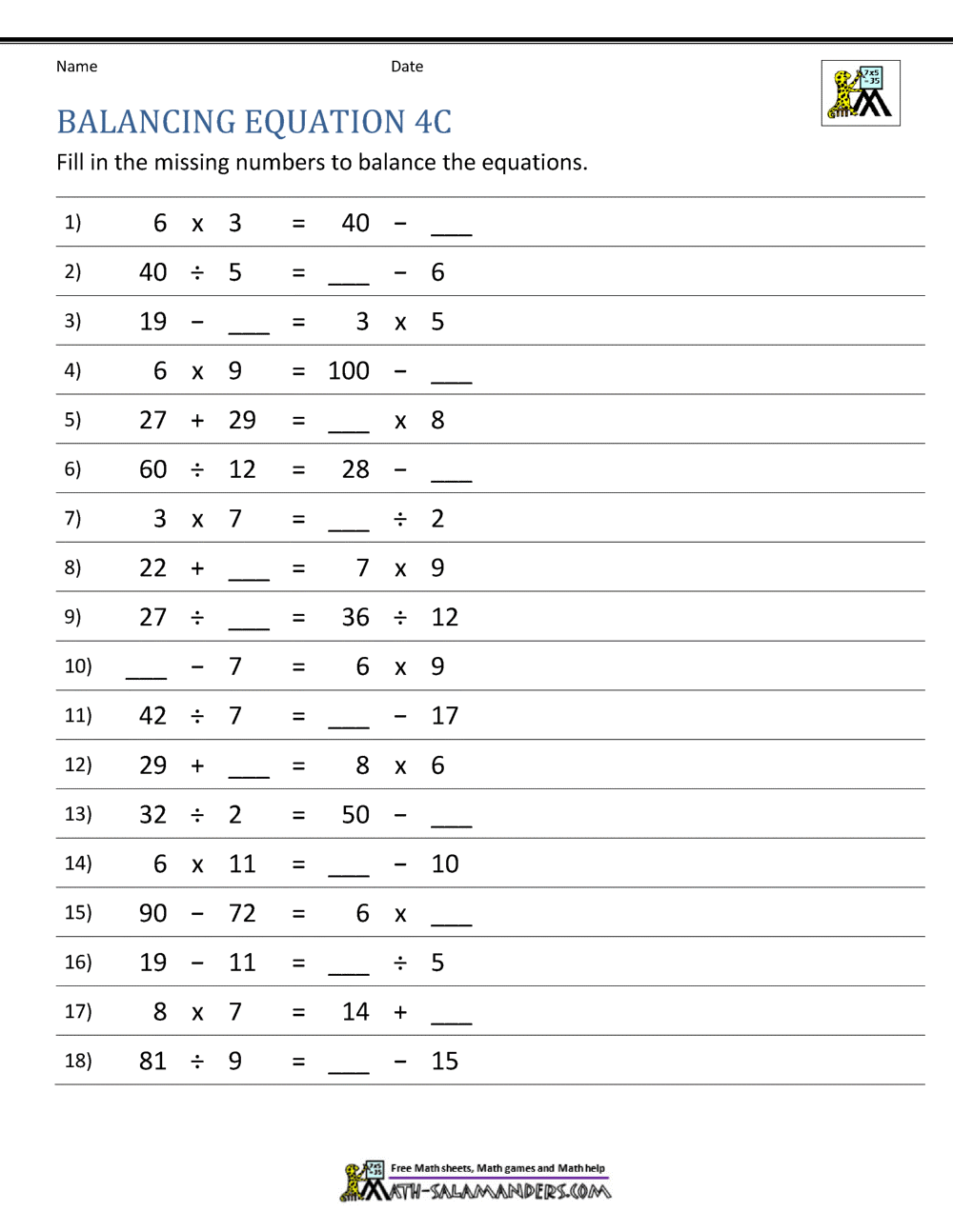 Balancing Equations