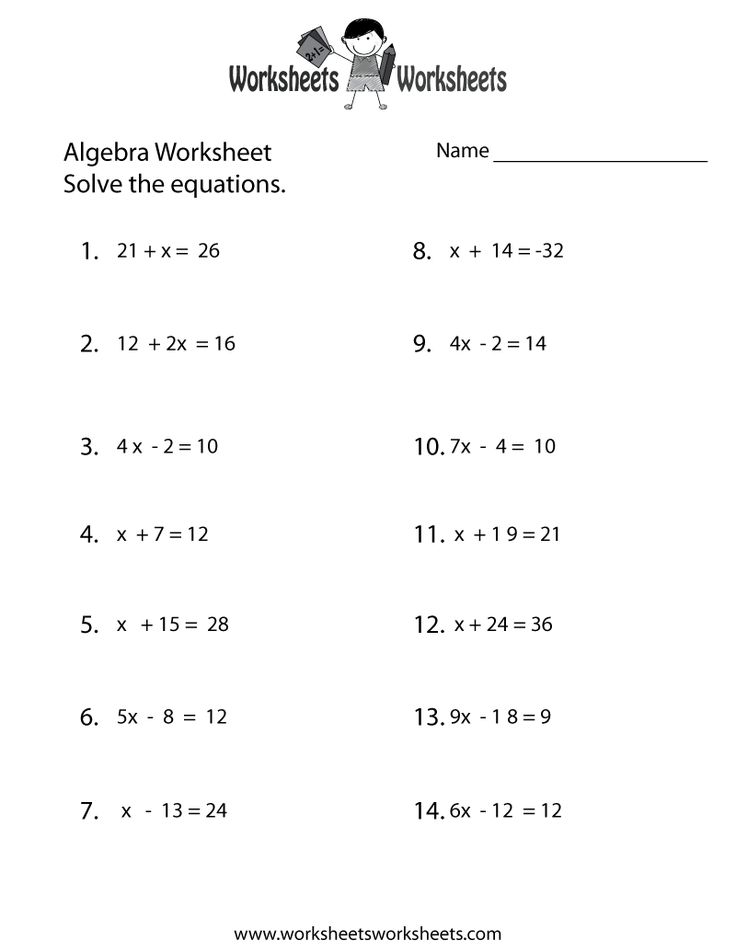 5 Simple Algebra Worksheets for Beginners