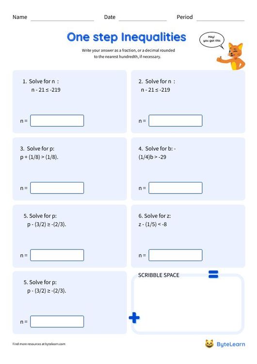 Basic Inequalities Worksheet Pdf