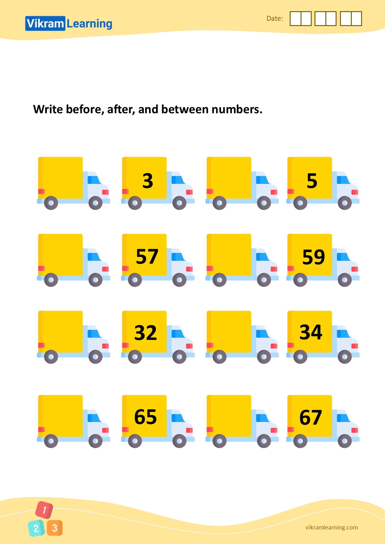 Before And After Numbers Worksheet