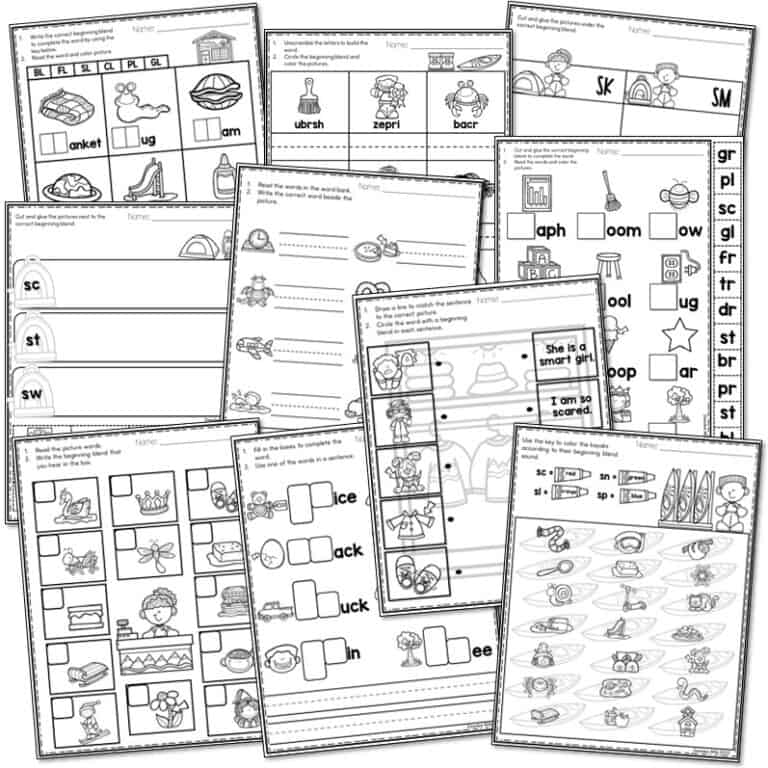 Beginning Blends Worksheets For Kindergarten And First Grade Mrs Wills Kindergarten