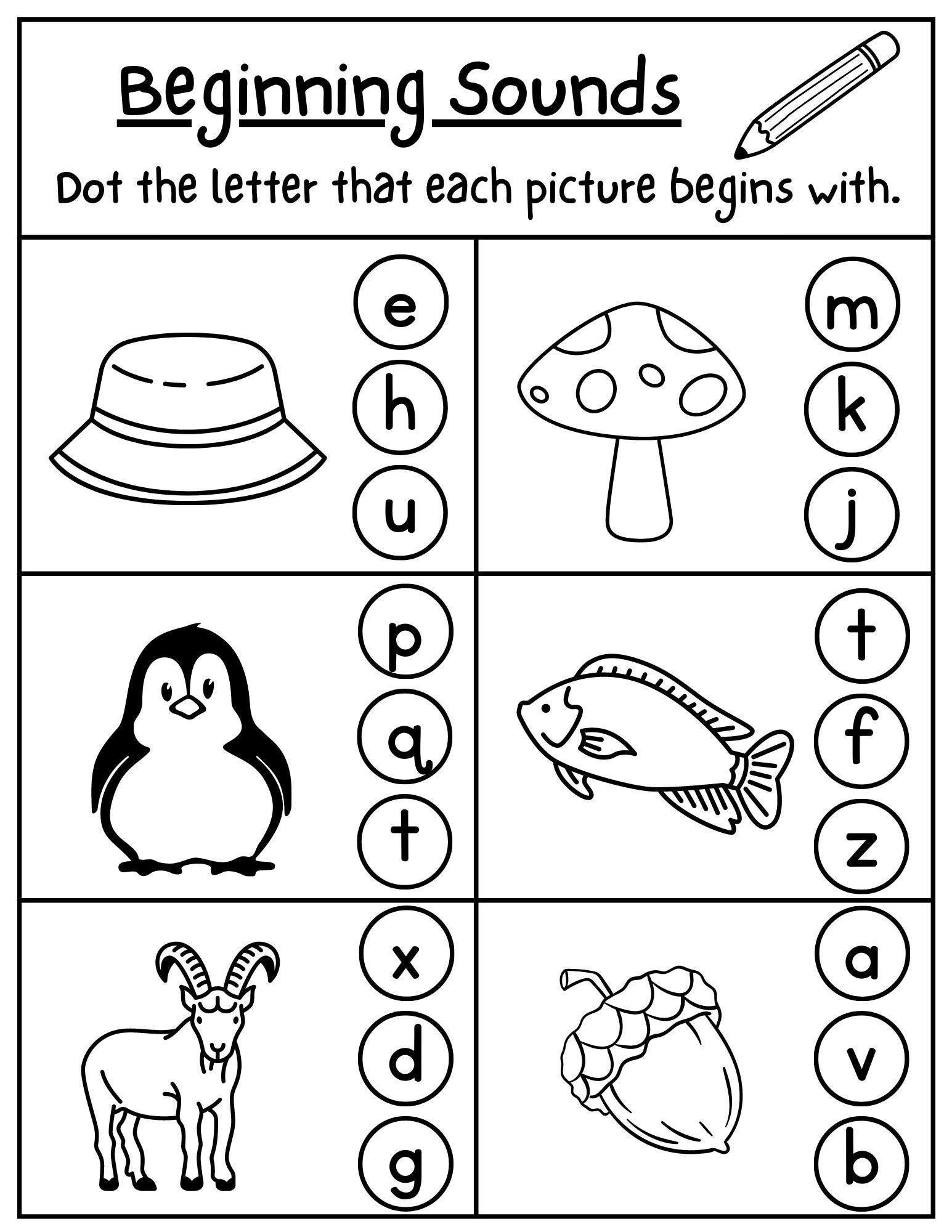 Beginning Sound Worksheets Alphabet Worksheet Letter Sounds Worksheet Kindergarten Worksheets