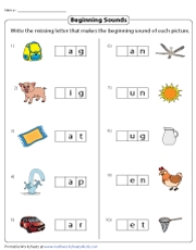 Beginning Sounds Worksheet for Kids