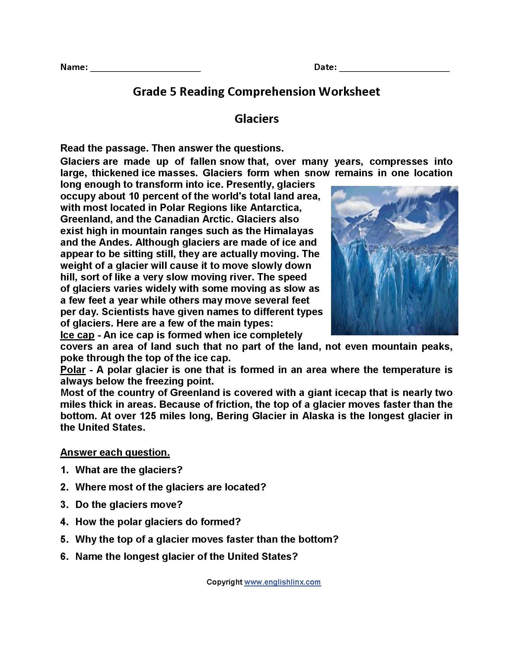 Best Free Reading Comprehension Worksheets For 5Th Grade Full Reading