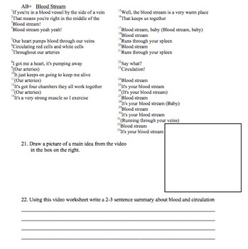 Bill Nye Blood and Circulation Worksheet Answers Guide