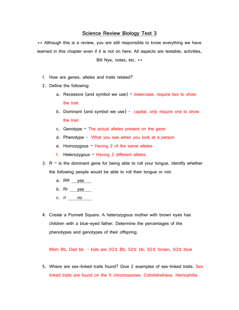 Bill Nye Genes Worksheet Pdf