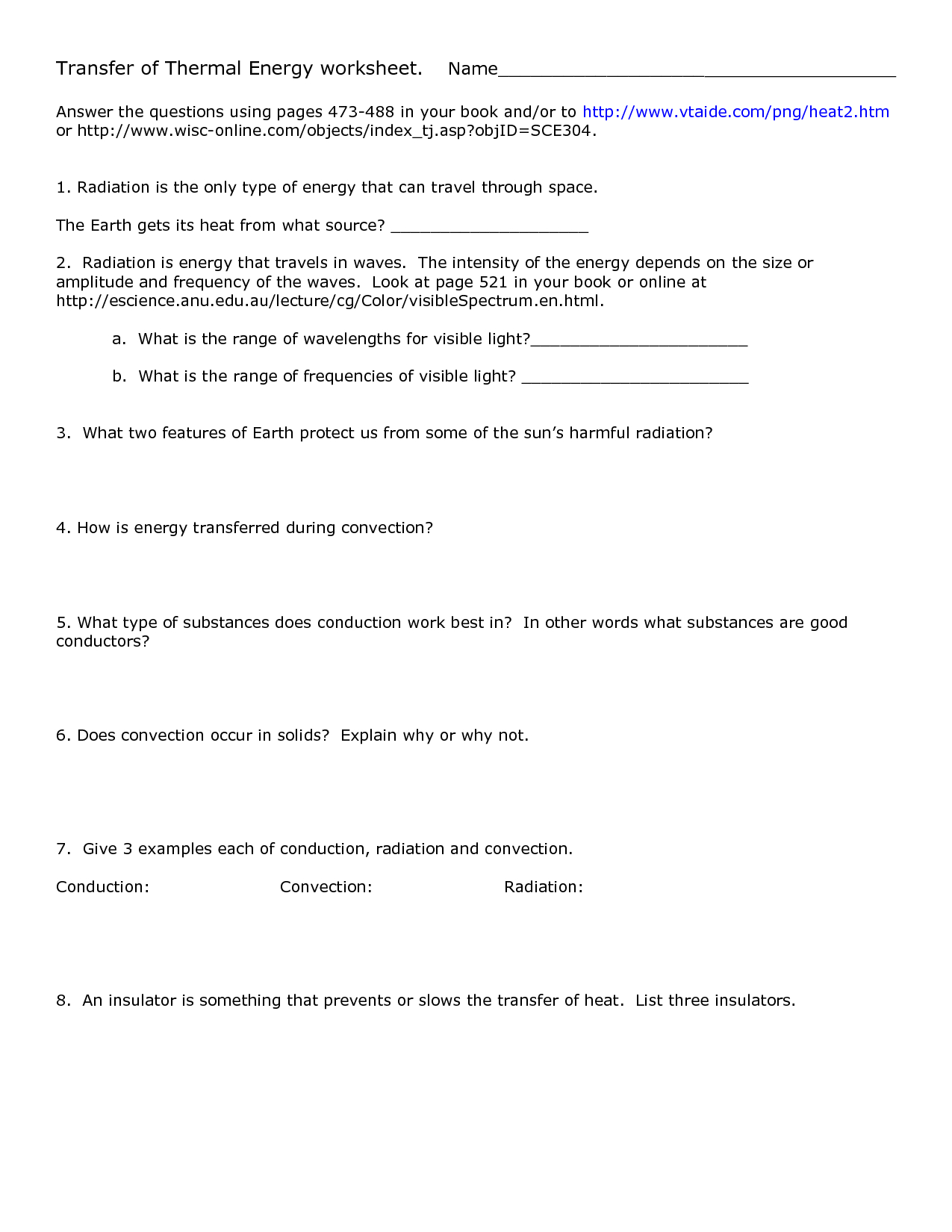 Bill Nye Heat Transfer Worksheet Answer Key