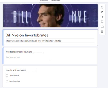 Bill Nye Invertebrates Google Form By Misty S Creativity Store Tpt