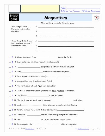 Bill Nye Magnetism Worksheet Answers Simplified