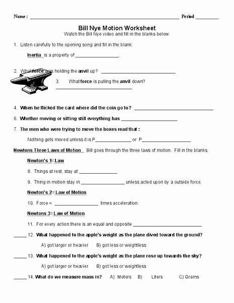 Bill Nye Motion Worksheet Answers