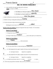 Bill Nye Motion Worksheet