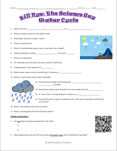 Bill Nye The Science Guy Water Cycle Printable Digital Video