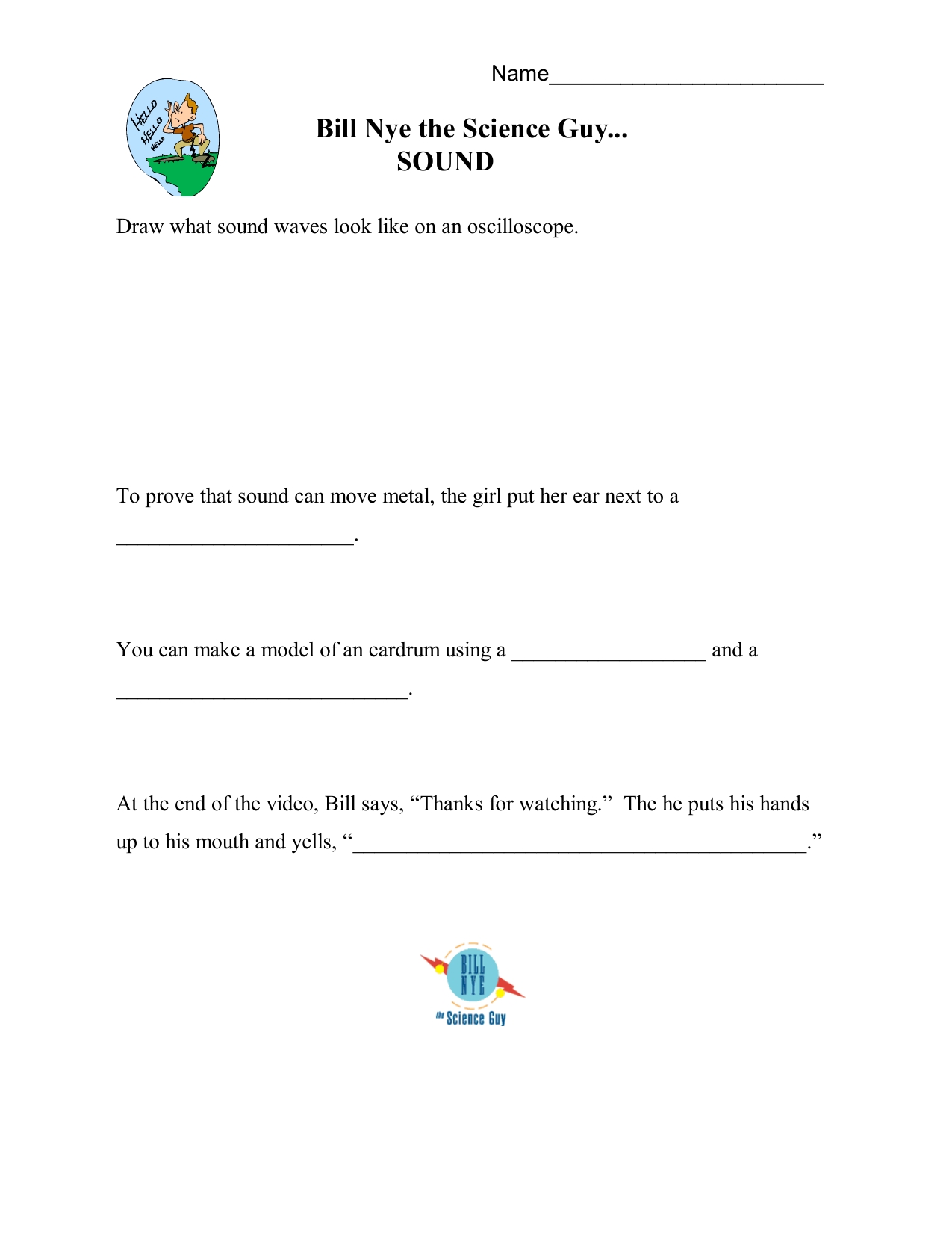 Bill Nye Waves Worksheet Worksheets For Kindergarten