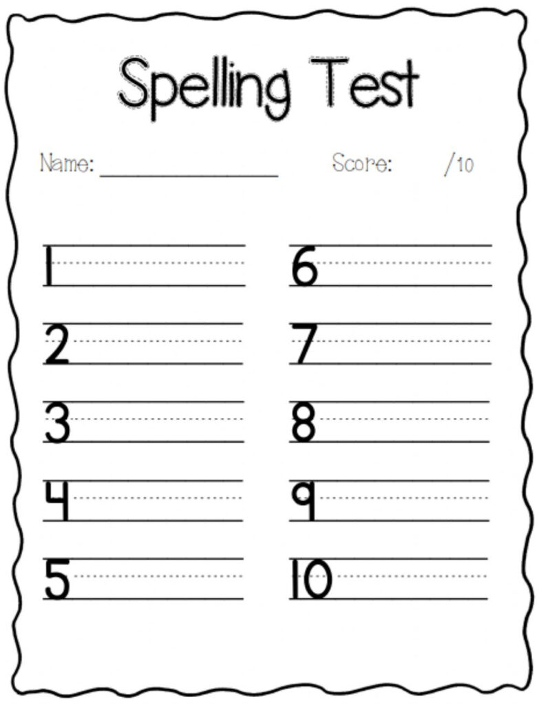 Blank Spelling Worksheets