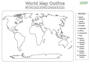 Blank World Map Worksheet Printable