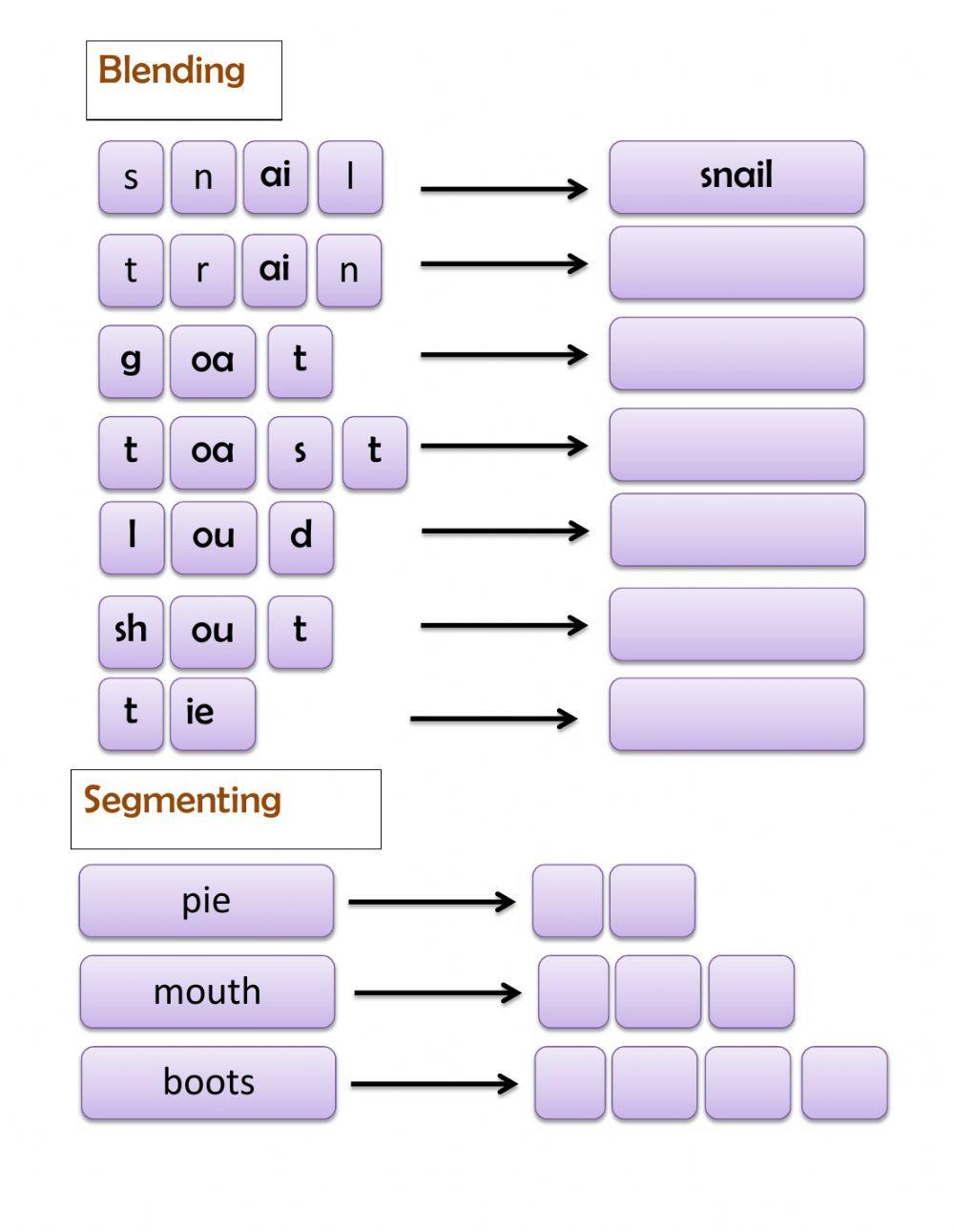 Blending And Segmenting Worksheets