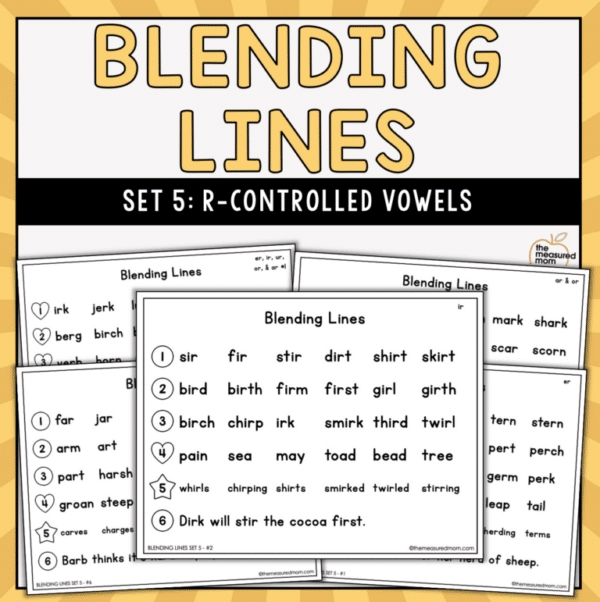 Blending Lines For R Controlled Vowels The Measured Mom