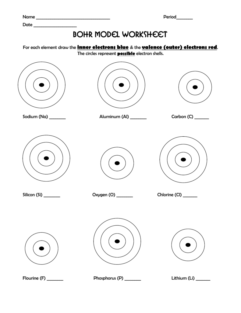 Bohr Models Worksheet Answers and Study Guide