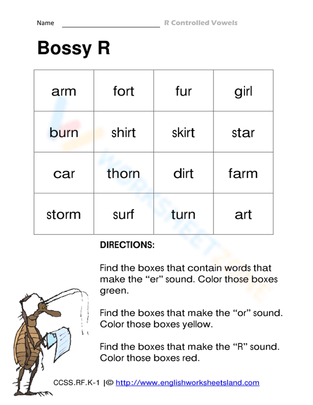 Bossy R Worksheets for Effective Phonics Practice