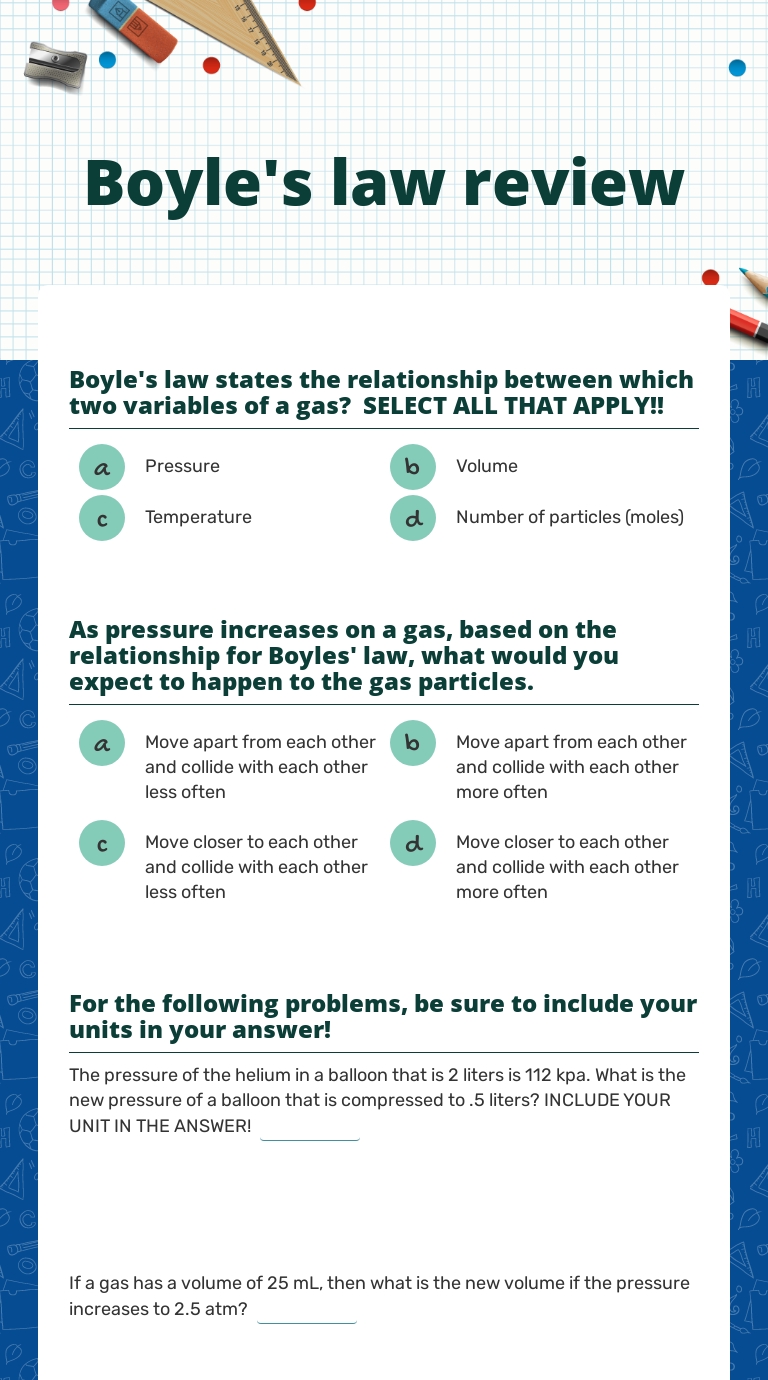 Boyle S Law Review Interactive Worksheet By Stefan Wagar Wizer Me