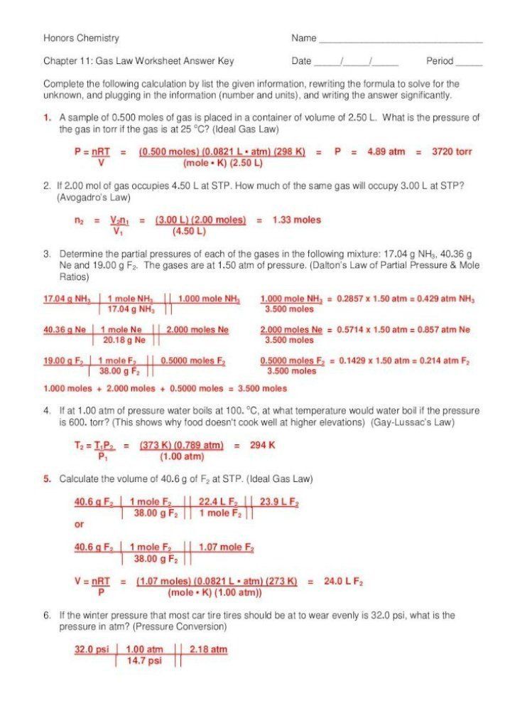 Boyle's Law Worksheet Answers and Solutions