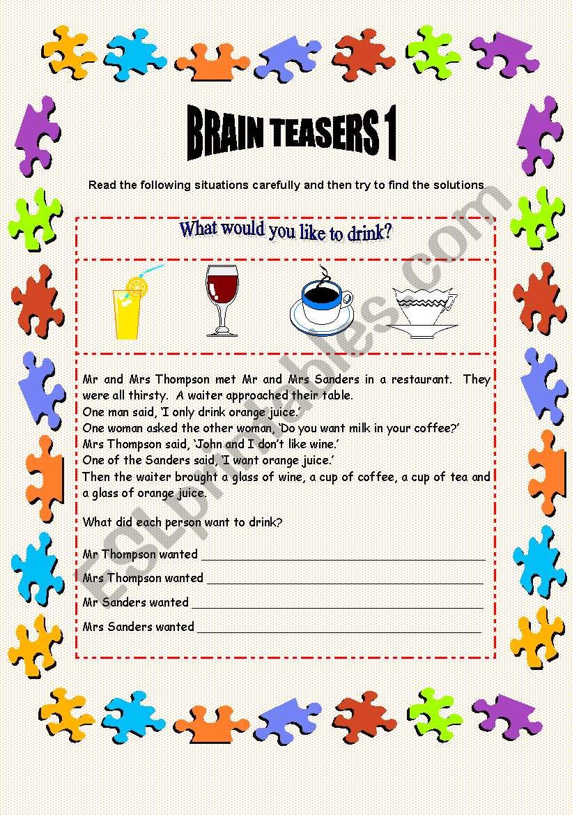 Brain Teaser Worksheets