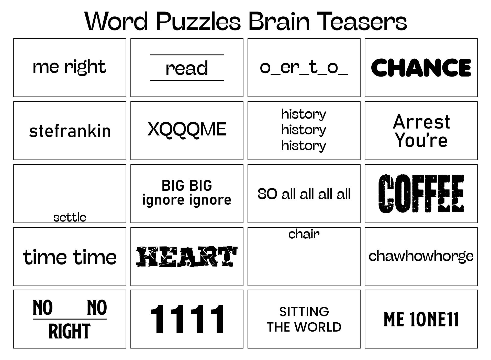 Brain Teasers Worksheets for Kids and Adults