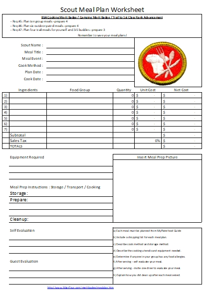 Bsa Cooking Merit Badge Workbook