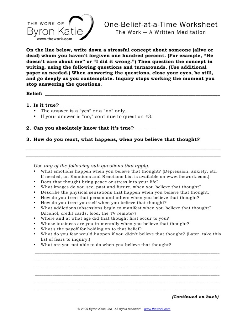 Byron Katie Worksheet Pdf